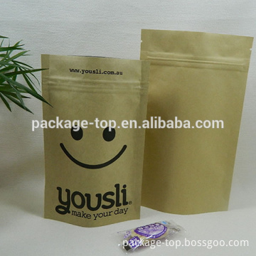 gold foil durable and nice printed kraft paper bag with pe liner for packing agriculture products